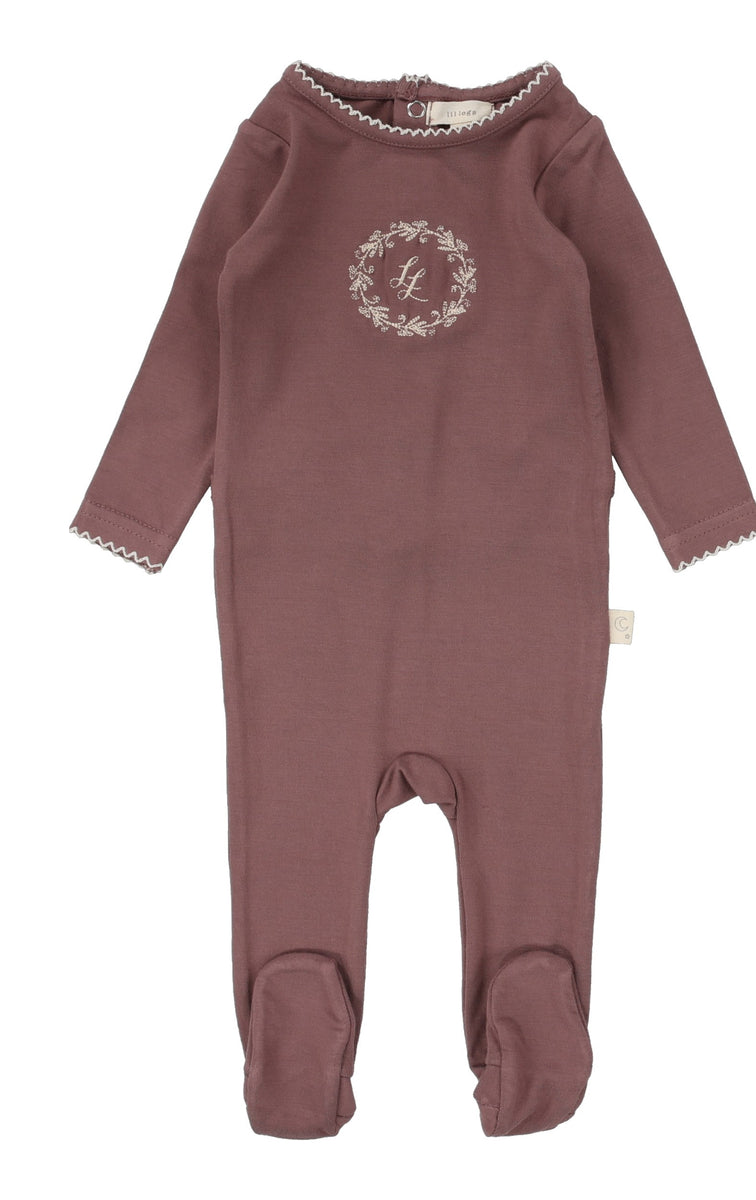 Lil Legs Velour Trim Footie - Mauve main image 1