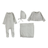 Lilette Velour Cardi Layette Set - Dusty Blue