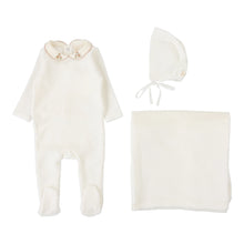 Load image into Gallery viewer, Lilette Velour Collar Layette Set - Cream/Pink