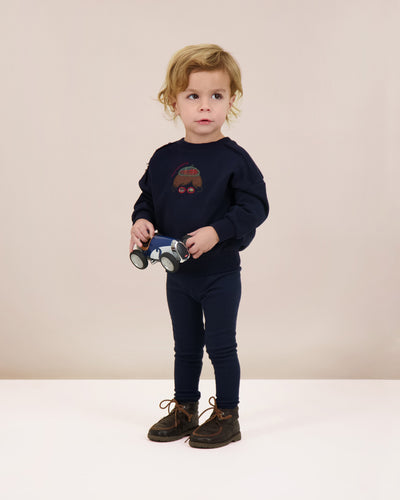 Lil Legs Plaid Detail Boys Sweatshirt - Navy