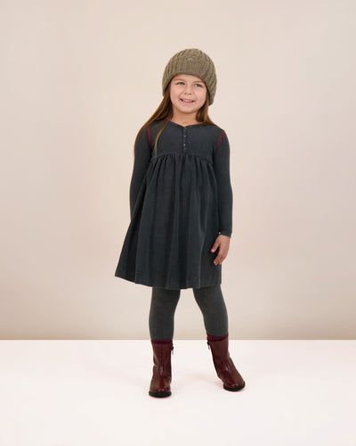 Lil Legs Contrast Stitch Dress - Black Wash