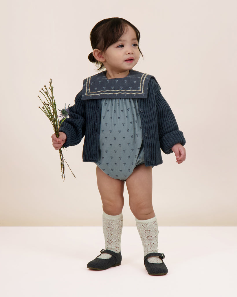 Lil Legs Primrose Romper - Dusty Blue