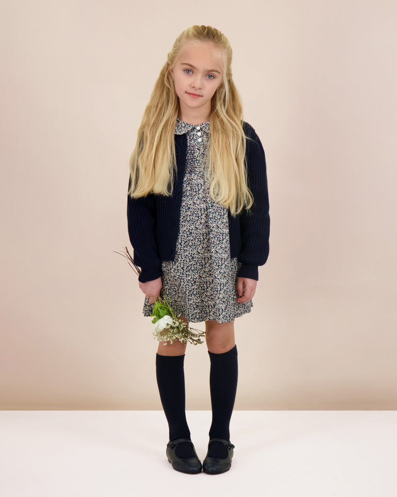 Lil Legs Daisy Floral Dress - Dusty Blue