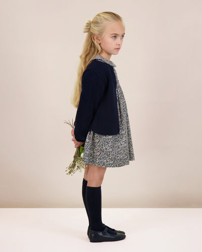 Lil Legs Daisy Floral Dress - Dusty Blue