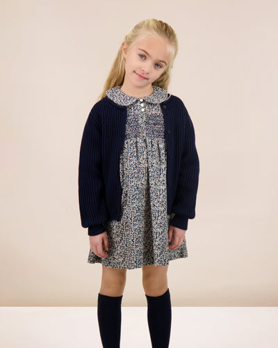 Lil Legs Daisy Floral Dress - Dusty Blue
