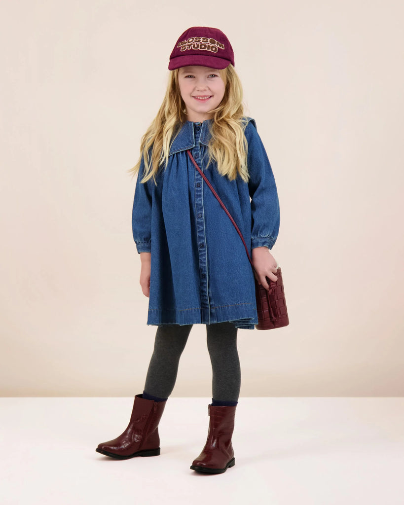 Lil Legs Pleated Sailor Dress - Navy Denim