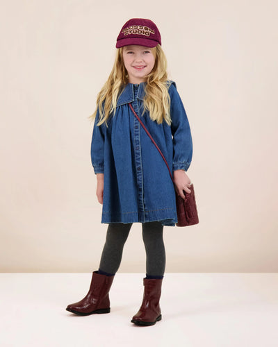 Lil Legs Pleated Sailor Dress - Navy Denim