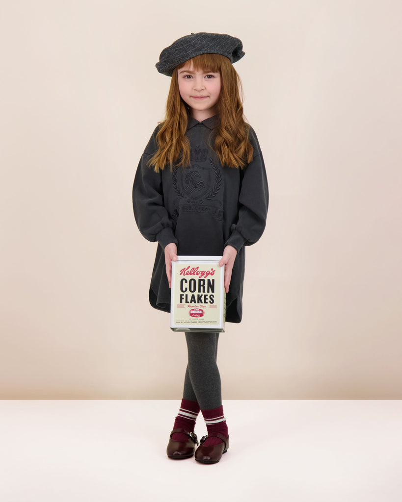 Lil Legs Emblem Sweatshirt Dress - Black Wash