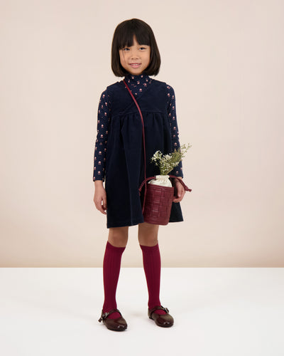 Lil Legs Vintage Floral Mockneck - Navy