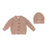 Lilette Chunky Knit Cardigan & Bonnet - Peach