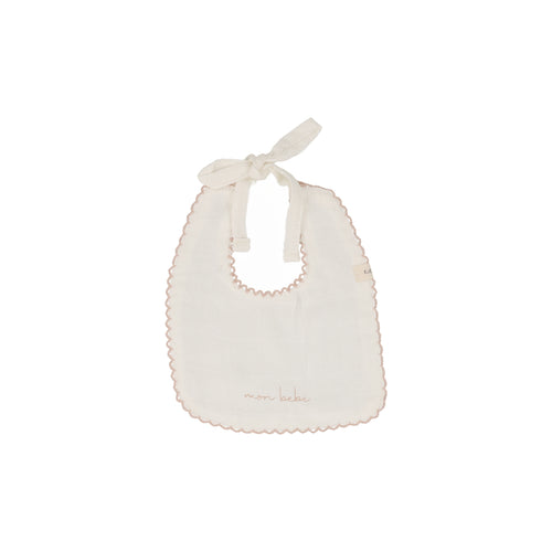 Lilette Edged Muslin Bib - White/Blush