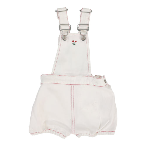 Lil Legs Cherry Flower Overalls - White