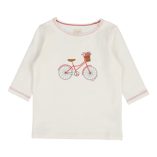 Lil Legs Bike Girls Three Quarter Sleeve Tee - White