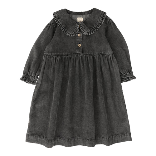 Lil Legs Peter Pan Dress Long Sleeve - Black Wash