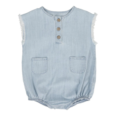 Lil Legs - Boys Fringe Romper - Light Wash