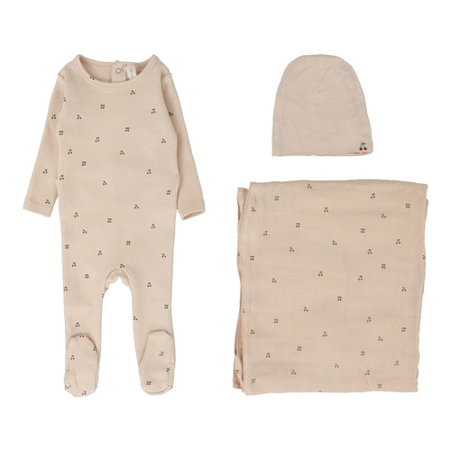 Lilette Scattered Cherry 3PC Set - Pale Peach Base