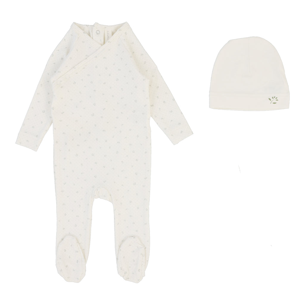 Lilette Printed Wrapover Footie & Beanie - Cream