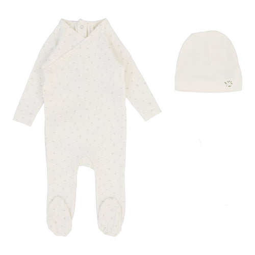 Lilette Printed Wrapover Footie & Beanie - Cream