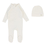 Lilette Printed Wrapover Footie & Beanie - Cream