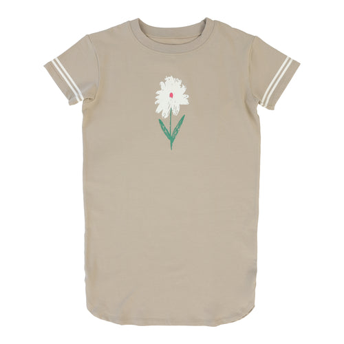 Lil Legs Flower Dress Short Sleeve - Taupe