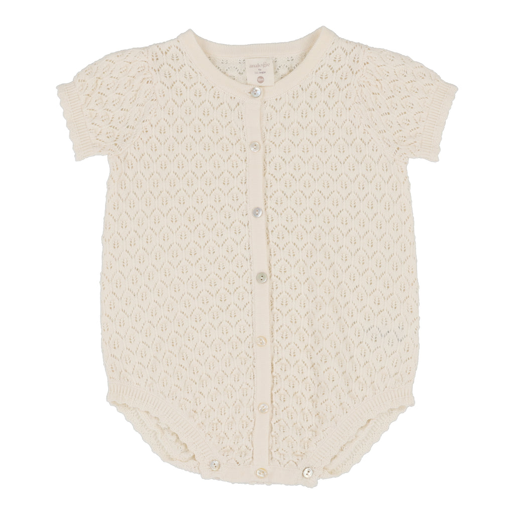 Lil Legs Knit Girls Romper - Natural Ivory