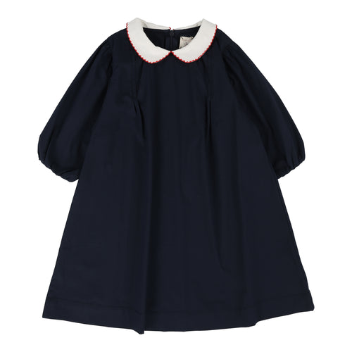 Lil Legs Puff Sleeve Dress 3/4 Sleeve - Navy