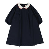 Lil Legs Puff Sleeve Dress 3/4 Sleeve - Navy