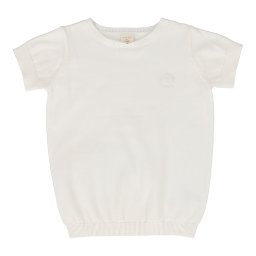 Lil Legs Boys Crewneck Sweater Short Sleeve - White