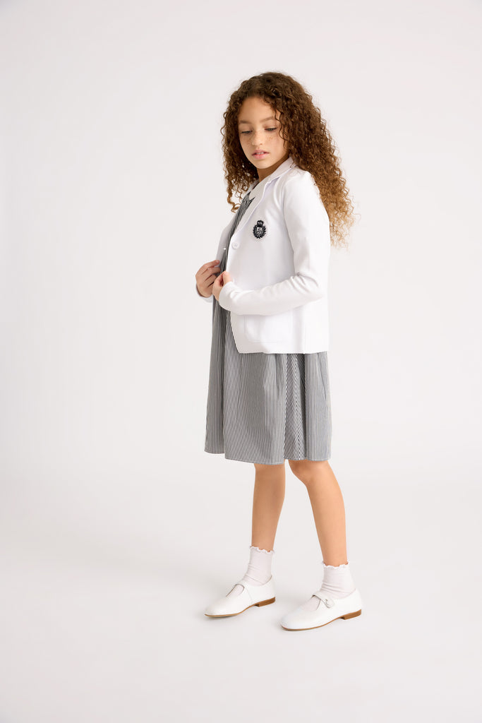 Little Parni K409 Milano Blazer with Color Badge - White