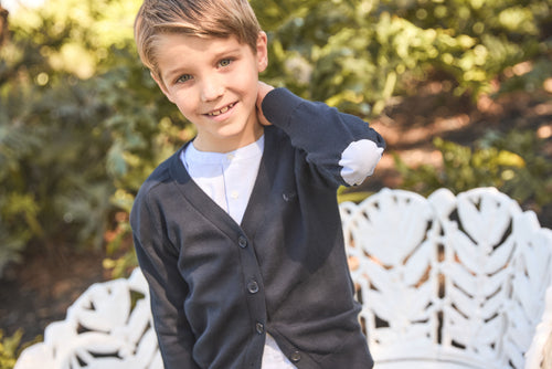 Little Parni Boys Patch Cardigan (K654) - Navy Blue