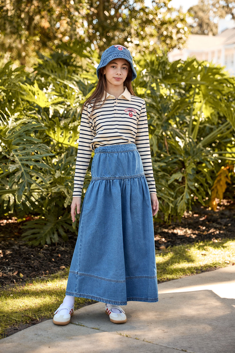 Little Parni Denim Maxi Skirt (K607) - Blue Denim – Moonlight