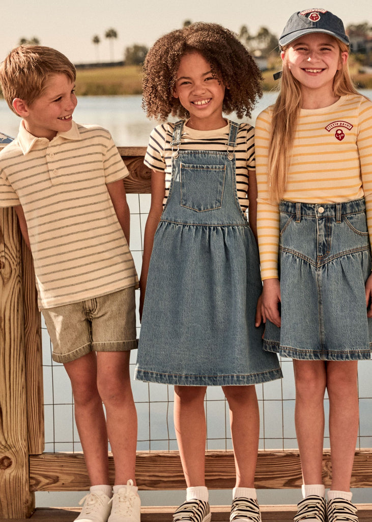 Little Parni Wide Striped Long Sleeve T-shirt (K614) - Yellow/Ivory