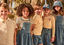 Load image into Gallery viewer, Little Parni Wide Striped Long Sleeve T-shirt (K614) - Yellow/Ivory