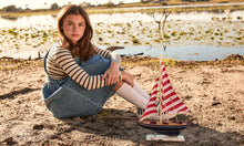 Load image into Gallery viewer, Little Parni Wide Striped Long Sleeve T-shirt (K614) - Navy/Ivory