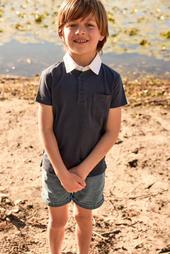 Little Parni LP Embroidered Polo (K605) - Navy Blue