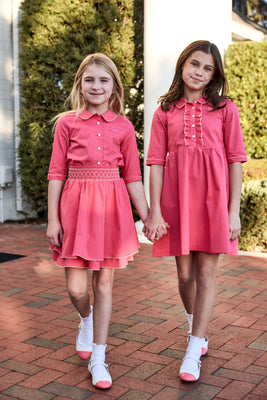 Little Parni Pico Signature Shirt And Smocking Skirt (K642 & K643) - Pink