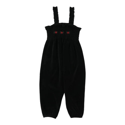 Lil Legs Velour Smocked Romper - Black