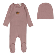 Load image into Gallery viewer, Lil Legs Crown Footie &amp; Beanie - Mauve