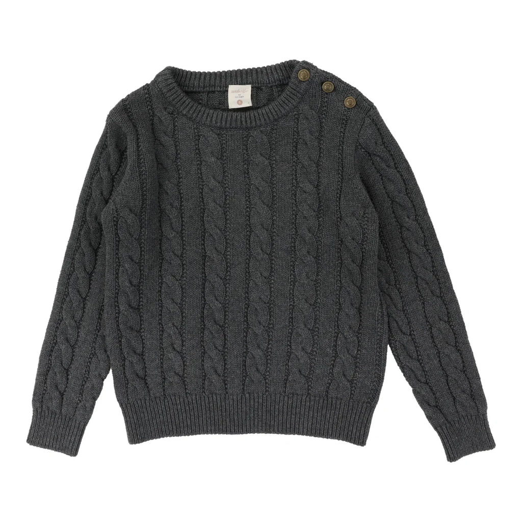 Lil Legs Cable Crewneck Sweater - Grey