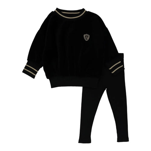 Lil Legs Velour Boys Set - Black