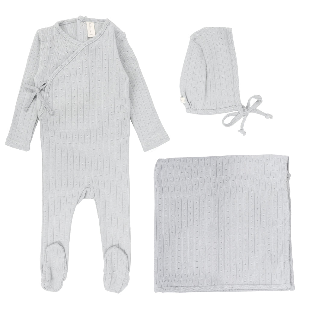 Lilette Fine Pointelle 3PC Layette Set - Blue