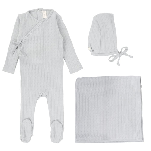 Lilette Fine Pointelle 3PC Layette Set - Blue