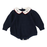 Lil Legs Girls Knit Romper - Navy