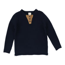 Load image into Gallery viewer, Lil Legs Contrast Placket Sweater - Navy/Camel