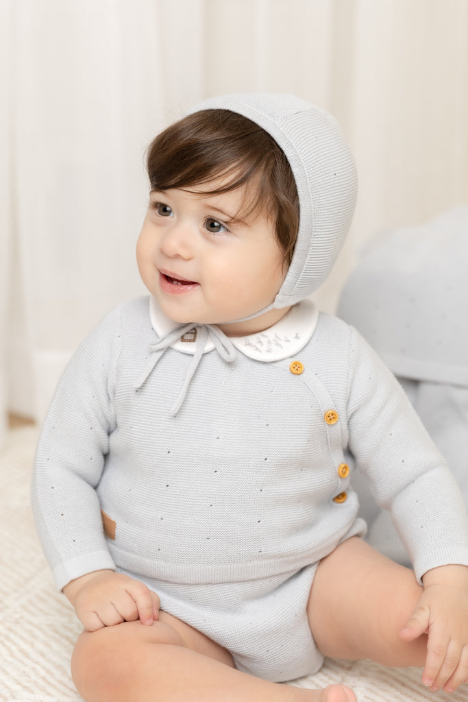 Bee & Dee Leather Detail Knit Outfit - Dusty Blue