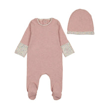 Load image into Gallery viewer, Bee &amp; Dee Lemon Print Cuffs Footie And Beanie - Heathered Pink
