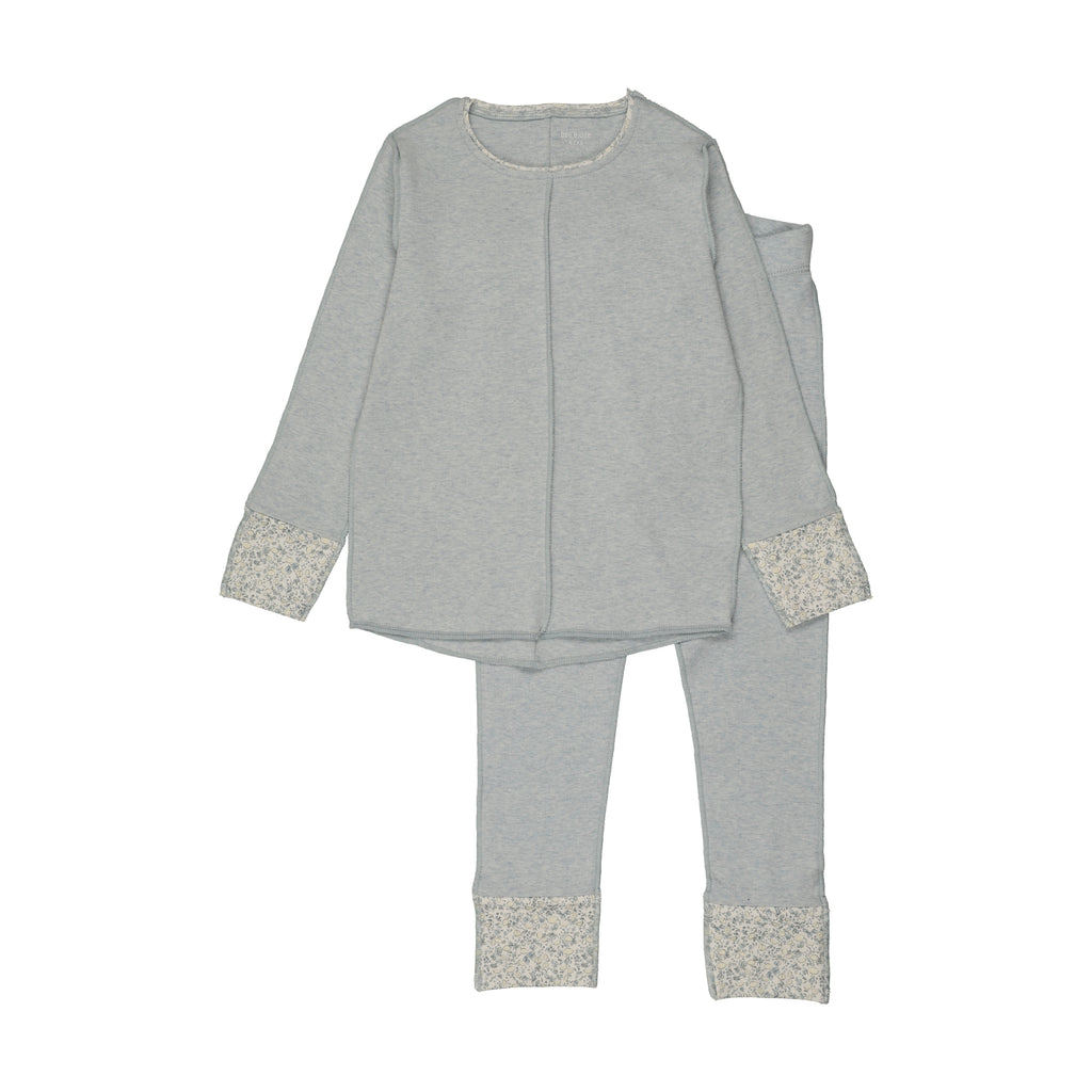 Bee & Dee Lemon Print Cuffs Loungewear - Heathered Blue