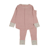 Bee & Dee Lemon Print Cuffs Loungewear - Heathered Pink
