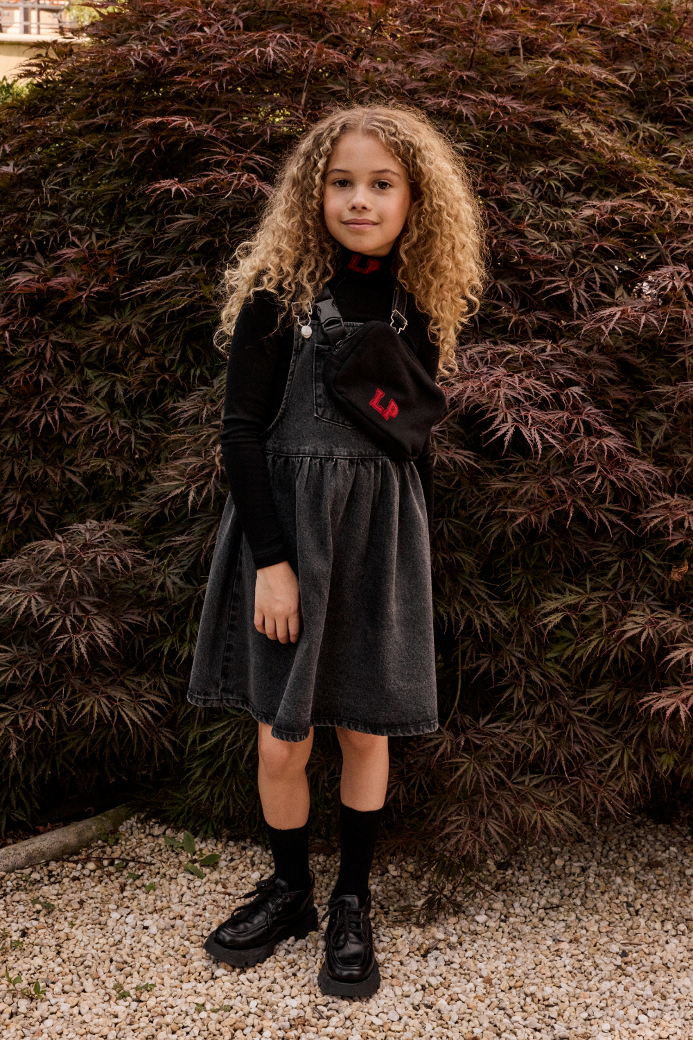 Little Parni Black Denim Pinafore Dress (K569) – Moonlight