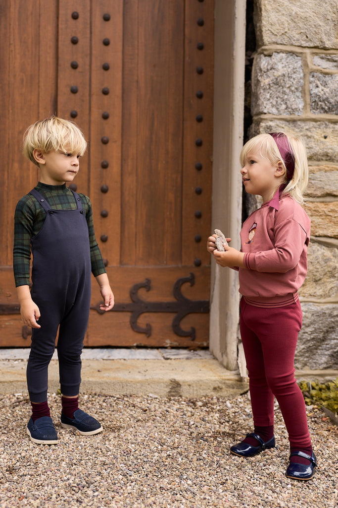 Ely's & Co French Terry Scottish Collection Bodysuit And Overalls - Navy